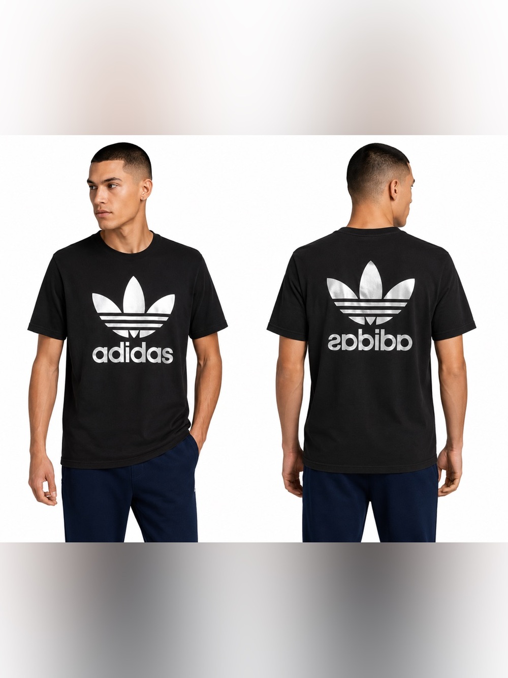 Adidas Silver Trefoil Reverse Back Logo Shirt
